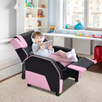 Divano Reclinabile per Bambini e Ragazzi Costway per Videogiochi con Poggiatesta e Poggiapiedi in Pelle PU Giallo/Bianco/Blu/Rosa