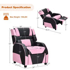 Divano Reclinabile per Bambini e Ragazzi Costway per Videogiochi con Poggiatesta e Poggiapiedi in Pelle PU Giallo/Bianco/Blu/Rosa