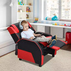 Divano Reclinabile per Bambini e Ragazzi Costway per Videogiochi con Poggiatesta e Poggiapiedi in Pelle PU Giallo/Bianco/Blu/Rosa
