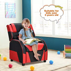 Divano Reclinabile per Bambini e Ragazzi Costway per Videogiochi con Poggiatesta e Poggiapiedi in Pelle PU Giallo/Bianco/Blu/Rosa