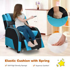Divano Reclinabile per Bambini e Ragazzi Costway per Videogiochi con Poggiatesta e Poggiapiedi in Pelle PU Giallo/Bianco/Blu/Rosa