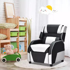 Divano Reclinabile per Bambini e Ragazzi Costway per Videogiochi con Poggiatesta e Poggiapiedi in Pelle PU Giallo/Bianco/Blu/Rosa
