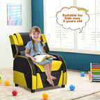 Divano Reclinabile per Bambini e Ragazzi Costway per Videogiochi con Poggiatesta e Poggiapiedi in Pelle PU Giallo/Bianco/Blu/Rosa