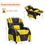 Divano Reclinabile per Bambini e Ragazzi Costway per Videogiochi con Poggiatesta e Poggiapiedi in Pelle PU Giallo/Bianco/Blu/Rosa