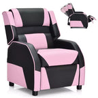 Divano Reclinabile per Bambini e Ragazzi Costway per Videogiochi con Poggiatesta e Poggiapiedi in Pelle PU Giallo/Bianco/Blu/Rosa