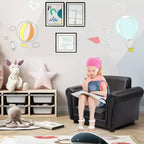 Costway Divano Poltrona per Bambini Braccioli Sedia Divanetto Regalo di Compleanno con Pouf Nero