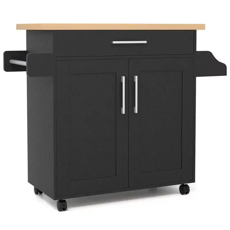 Costway Carrello da Cucina su Ruote con Mobile Contenitore e Portasciugamani/Portaspezie Bianco/Nero/Ciliegio/Grigio