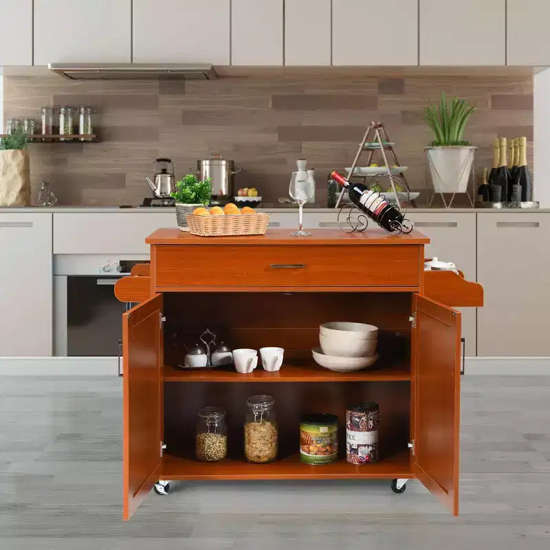 Costway Carrello da Cucina su Ruote con Mobile Contenitore e Portasciugamani/Portaspezie Bianco/Nero/Ciliegio/Grigio