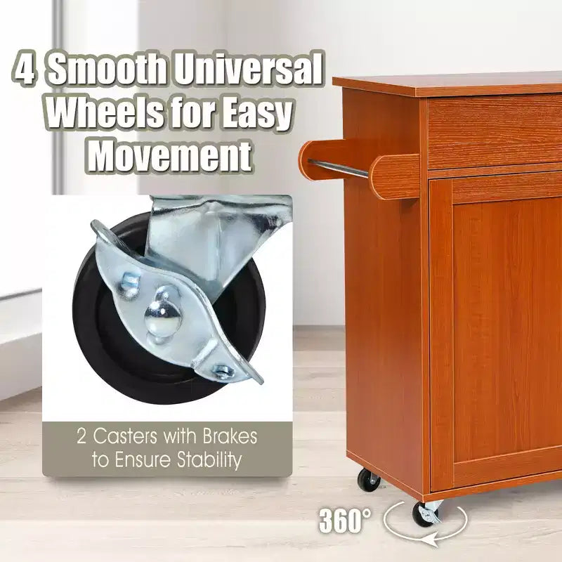 Costway Carrello da Cucina su Ruote con Mobile Contenitore e Portasciugamani/Portaspezie Bianco/Nero/Ciliegio/Grigio