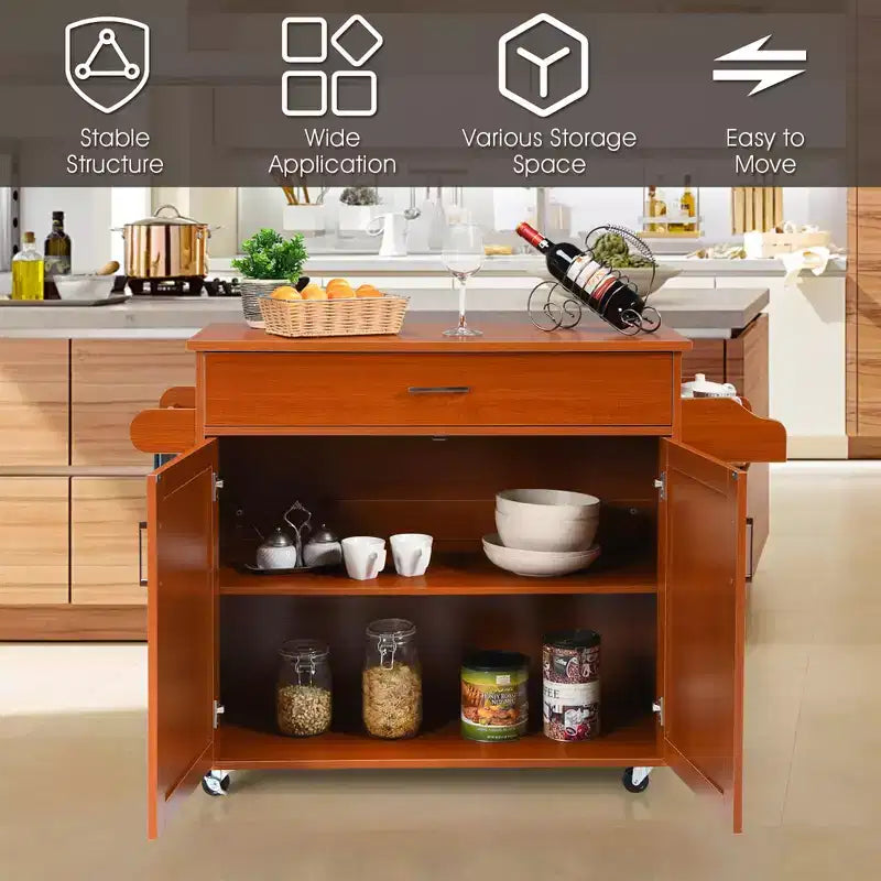 Costway Carrello da Cucina su Ruote con Mobile Contenitore e Portasciugamani/Portaspezie Bianco/Nero/Ciliegio/Grigio