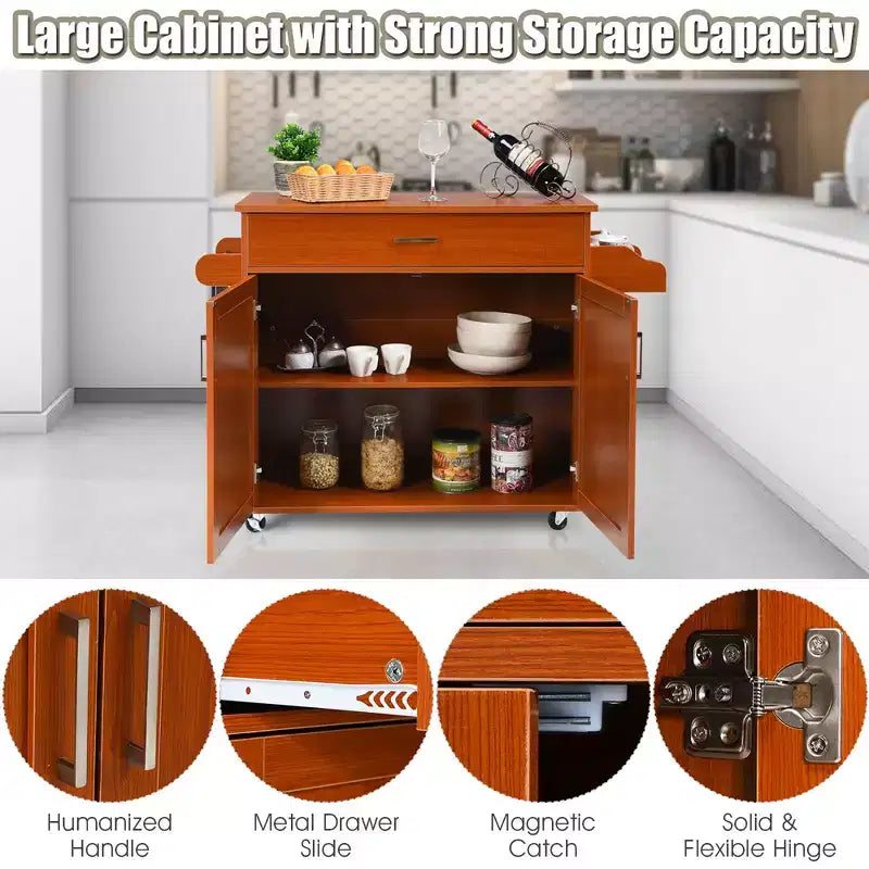 Costway Carrello da Cucina su Ruote con Mobile Contenitore e Portasciugamani/Portaspezie Bianco/Nero/Ciliegio/Grigio