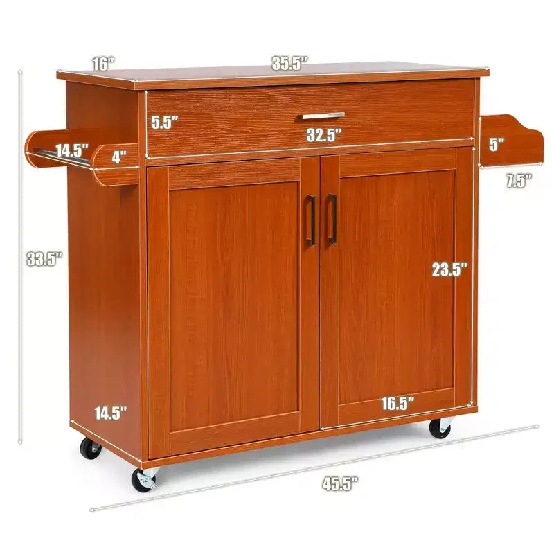 Costway Carrello da Cucina su Ruote con Mobile Contenitore e Portasciugamani/Portaspezie Bianco/Nero/Ciliegio/Grigio