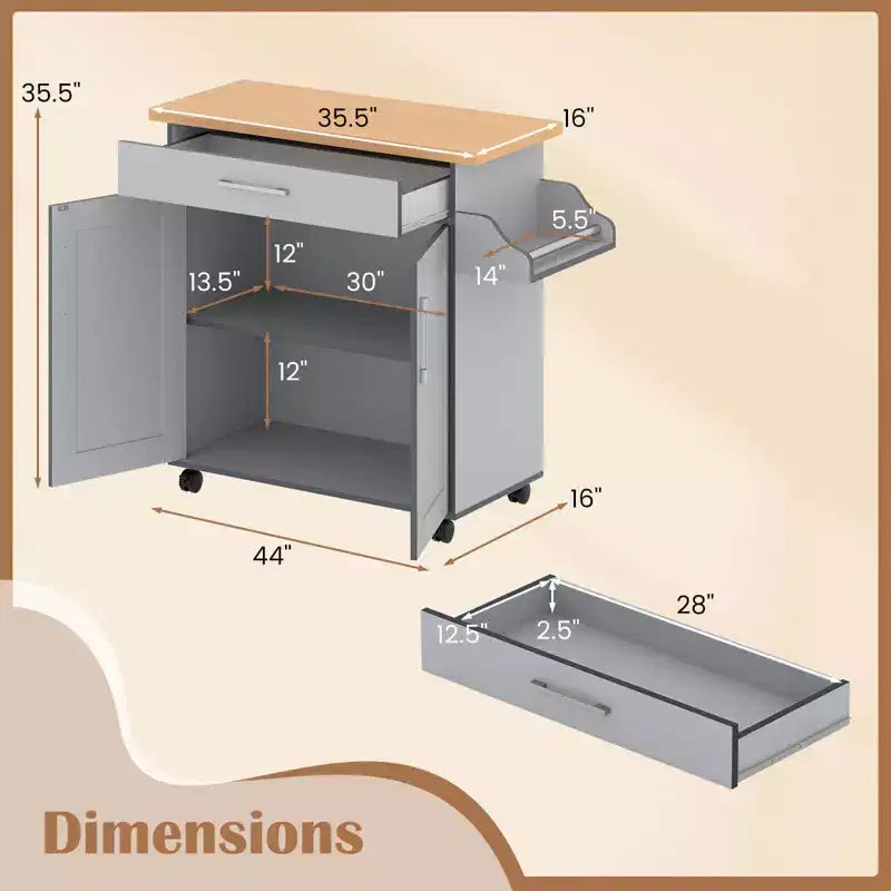 Costway Carrello da Cucina su Ruote con Mobile Contenitore e Portasciugamani/Portaspezie Bianco/Nero/Ciliegio/Grigio