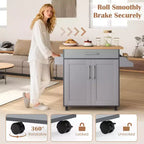 Costway Carrello da Cucina su Ruote con Mobile Contenitore e Portasciugamani/Portaspezie Bianco/Nero/Ciliegio/Grigio