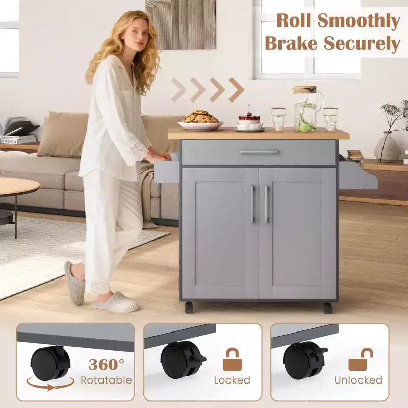 Costway Carrello da Cucina su Ruote con Mobile Contenitore e Portasciugamani/Portaspezie Bianco/Nero/Ciliegio/Grigio