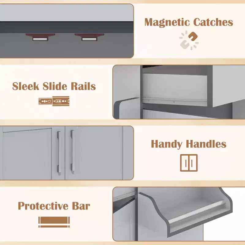 Costway Carrello da Cucina su Ruote con Mobile Contenitore e Portasciugamani/Portaspezie Bianco/Nero/Ciliegio/Grigio