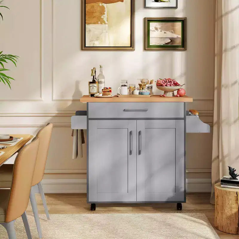 Costway Carrello da Cucina su Ruote con Mobile Contenitore e Portasciugamani/Portaspezie Bianco/Nero/Ciliegio/Grigio