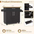 Costway Carrello da Cucina su Ruote con Mobile Contenitore e Portasciugamani/Portaspezie Bianco/Nero/Ciliegio/Grigio