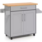 Costway Carrello da Cucina su Ruote con Mobile Contenitore e Portasciugamani/Portaspezie Bianco/Nero/Ciliegio/Grigio