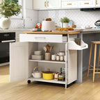 Costway Carrello da Cucina su Ruote con Mobile Contenitore e Portasciugamani/Portaspezie Bianco/Nero/Ciliegio/Grigio