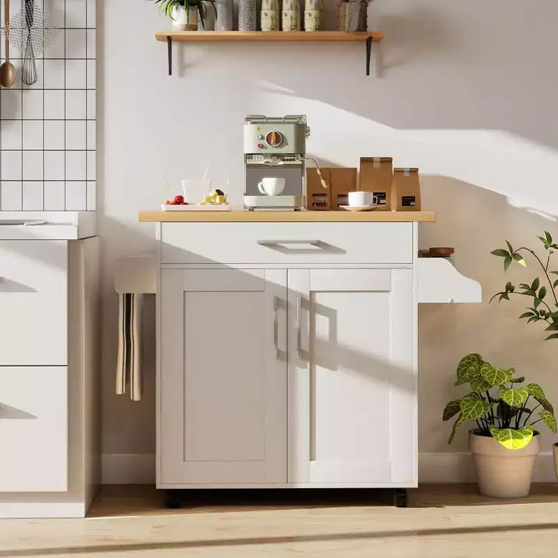 Costway Carrello da Cucina su Ruote con Mobile Contenitore e Portasciugamani/Portaspezie Bianco/Nero/Ciliegio/Grigio
