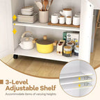 Costway Carrello da Cucina su Ruote con Mobile Contenitore e Portasciugamani/Portaspezie Bianco/Nero/Ciliegio/Grigio