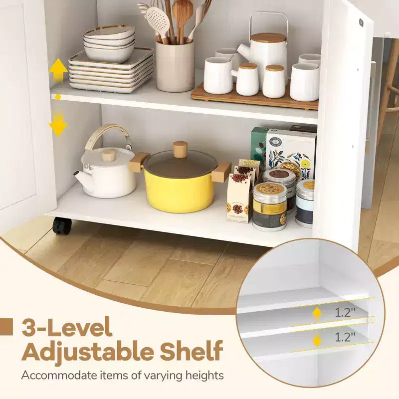 Costway Carrello da Cucina su Ruote con Mobile Contenitore e Portasciugamani/Portaspezie Bianco/Nero/Ciliegio/Grigio