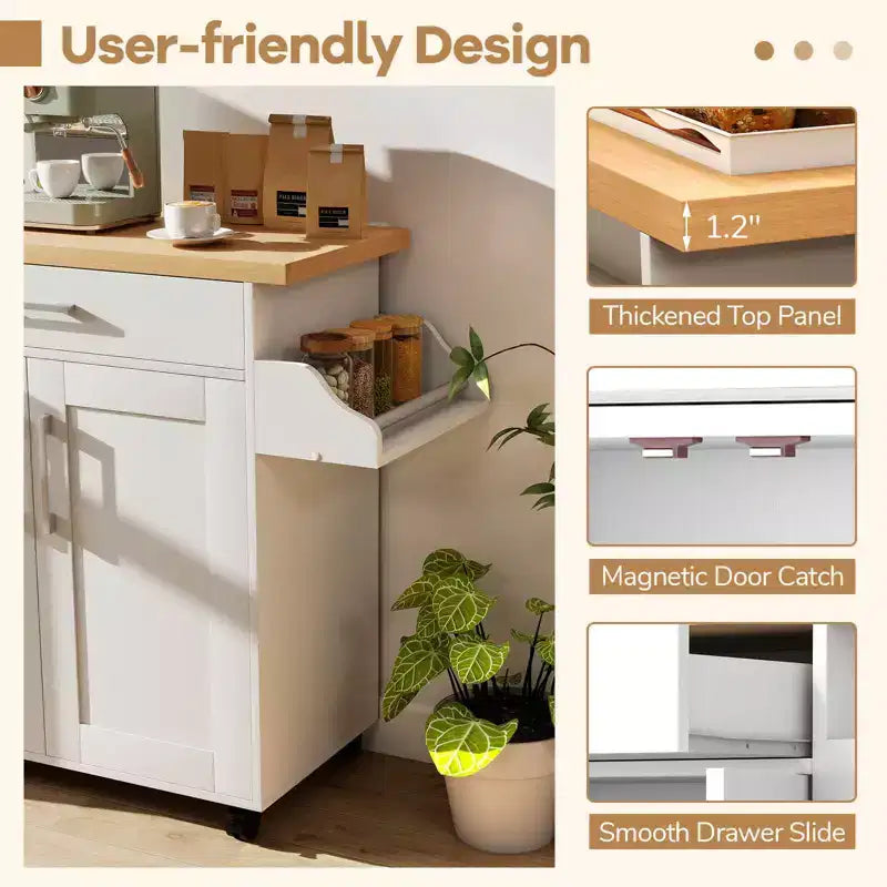 Costway Carrello da Cucina su Ruote con Mobile Contenitore e Portasciugamani/Portaspezie Bianco/Nero/Ciliegio/Grigio