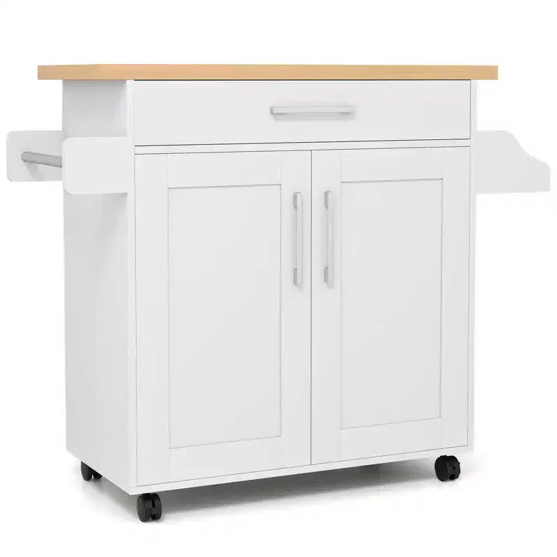 Costway Carrello da Cucina su Ruote con Mobile Contenitore e Portasciugamani/Portaspezie Bianco/Nero/Ciliegio/Grigio