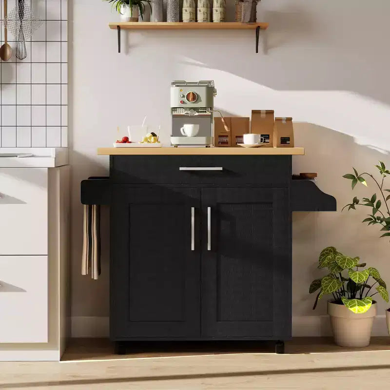 Costway Carrello da Cucina su Ruote con Mobile Contenitore e Portasciugamani/Portaspezie Bianco/Nero/Ciliegio/Grigio