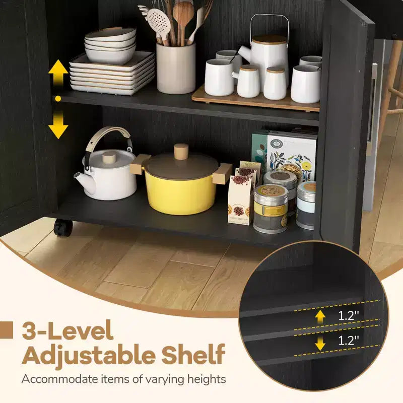 Costway Carrello da Cucina su Ruote con Mobile Contenitore e Portasciugamani/Portaspezie Bianco/Nero/Ciliegio/Grigio