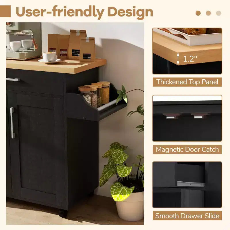 Costway Carrello da Cucina su Ruote con Mobile Contenitore e Portasciugamani/Portaspezie Bianco/Nero/Ciliegio/Grigio