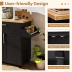Costway Carrello da Cucina su Ruote con Mobile Contenitore e Portasciugamani/Portaspezie Bianco/Nero/Ciliegio/Grigio