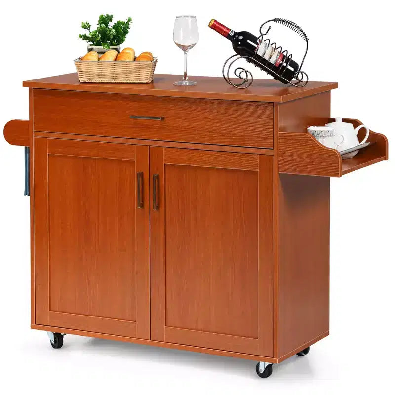 Costway Carrello da Cucina su Ruote con Mobile Contenitore e Portasciugamani/Portaspezie Bianco/Nero/Ciliegio/Grigio