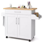 Costway Carrello da Cucina su Ruote con Mobile Contenitore e Portasciugamani/Portaspezie Bianco/Nero/Ciliegio/Grigio
