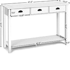 Costway 47 Tavolo Consolle Tavolo da Ingresso Scrivania Laterale Tavolo d'Appoggio Cassetti Ripiano Ingresso Bianco