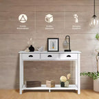 Costway 47 Tavolo Consolle Tavolo da Ingresso Scrivania Laterale Tavolo d'Appoggio Cassetti Ripiano Ingresso Bianco
