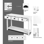 Costway 47 Tavolo Consolle Tavolo da Ingresso Scrivania Laterale Tavolo d'Appoggio Cassetti Ripiano Ingresso Bianco