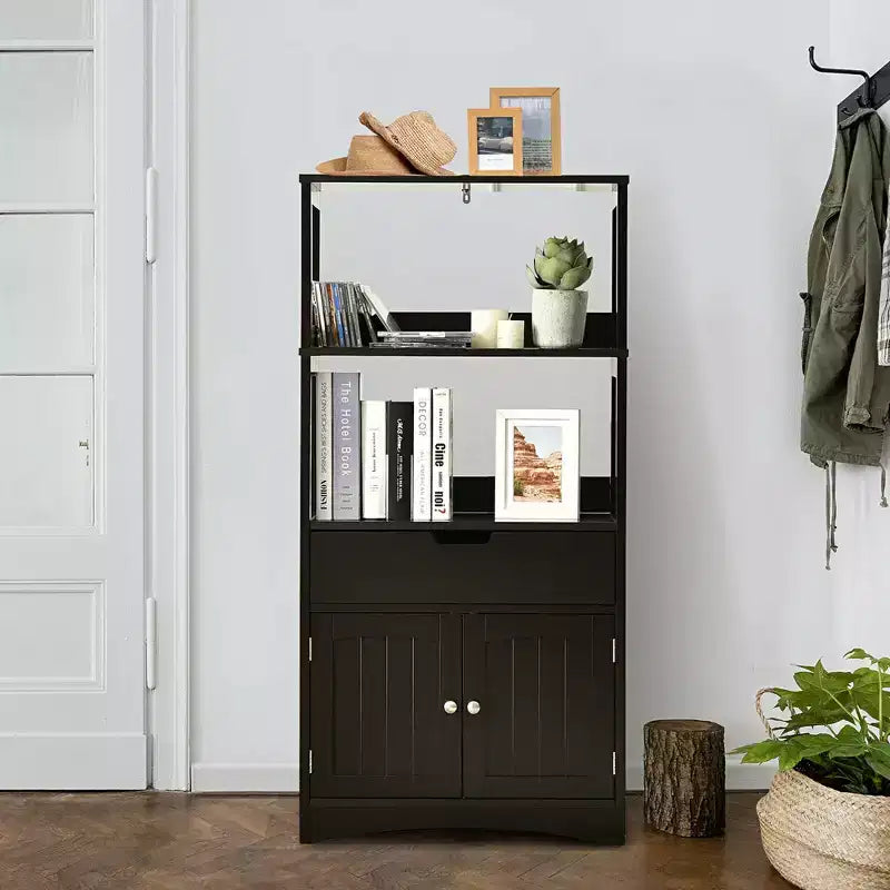 Costway Mobiletto da Bagno con Cassetto, Mensola e Sportello, Armadietto a Terra