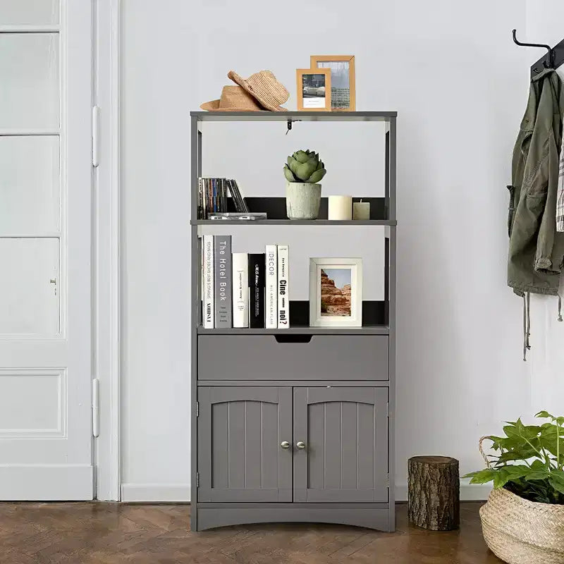 Costway Mobiletto da Bagno con Cassetto, Mensola e Sportello, Armadietto a Terra
