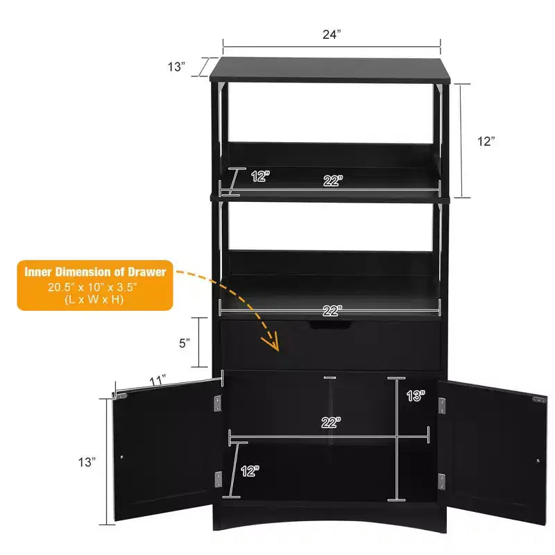 Costway Mobiletto da Bagno con Cassetto, Mensola e Sportello, Armadietto a Terra