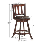 Costway Set di 2 Sgabelli da Bar Girevoli da 25'' in Pelle Imbottita per Sala da Pranzo, Cucina, Pub, Bistrot, con Schienale Alto