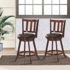 Costway Set di 2 Sgabelli da Bar Girevoli da 25'' in Pelle Imbottita per Sala da Pranzo, Cucina, Pub, Bistrot, con Schienale Alto