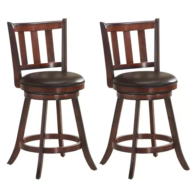 Costway Set di 2 Sgabelli da Bar Girevoli da 25'' in Pelle Imbottita per Sala da Pranzo, Cucina, Pub, Bistrot, con Schienale Alto
