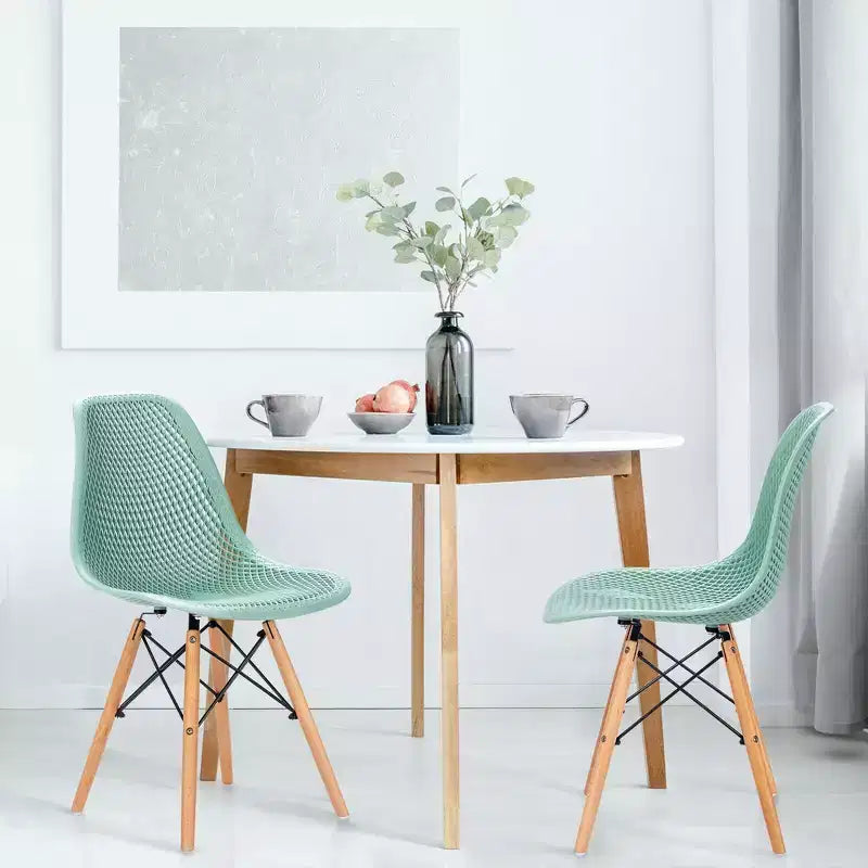 Costway 2 SEDIE da pranzo DSW moderne ufficio casa con design in rete e gambe in legno