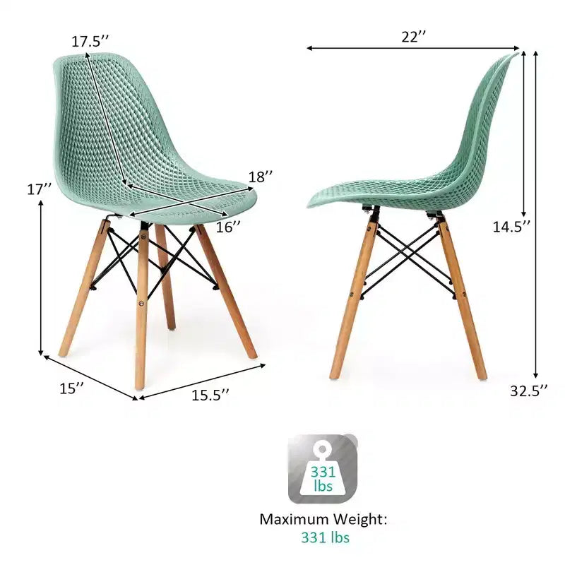 Costway 2 SEDIE da pranzo DSW moderne ufficio casa con design in rete e gambe in legno