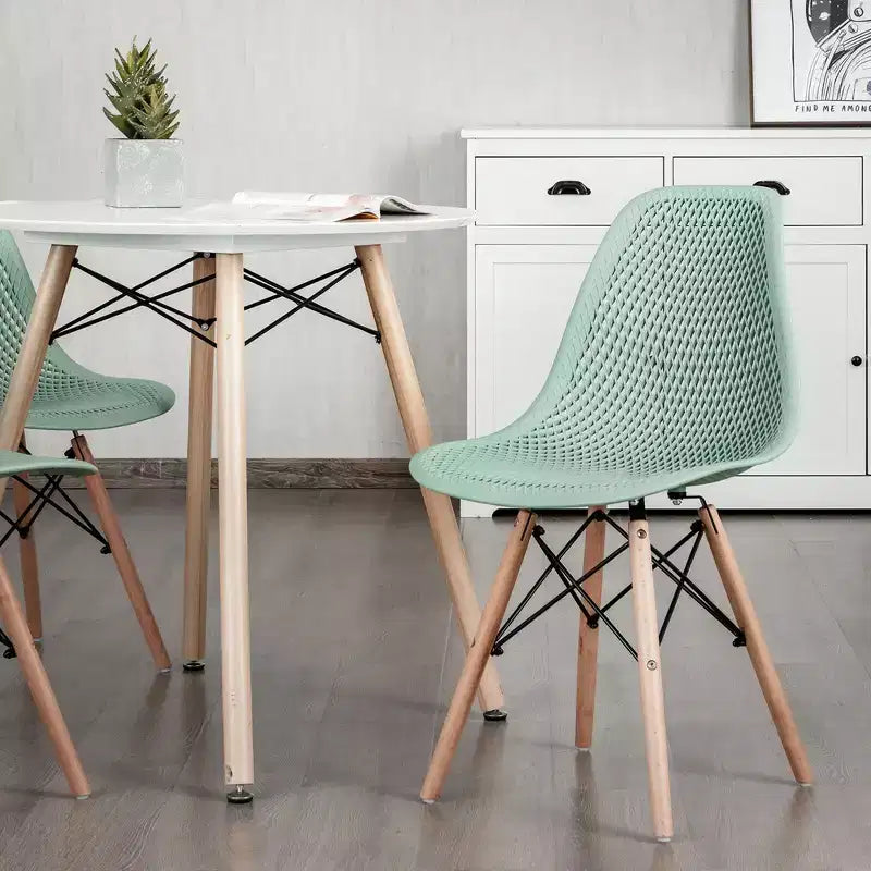 Costway 2 SEDIE da pranzo DSW moderne ufficio casa con design in rete e gambe in legno