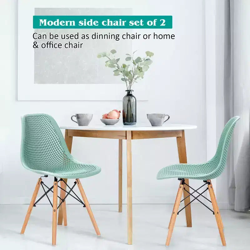 Costway 2 SEDIE da pranzo DSW moderne ufficio casa con design in rete e gambe in legno