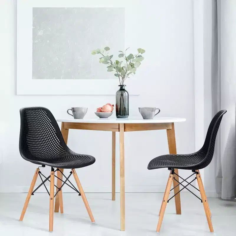 Costway 2 SEDIE da pranzo DSW moderne ufficio casa con design in rete e gambe in legno
