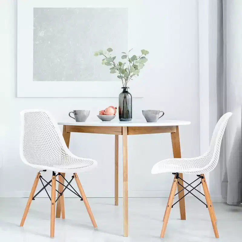 Costway 2 SEDIE da pranzo DSW moderne ufficio casa con design in rete e gambe in legno